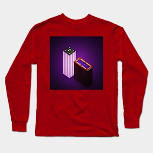 Neon synthwave buildings Long Sleeve T-Shirt